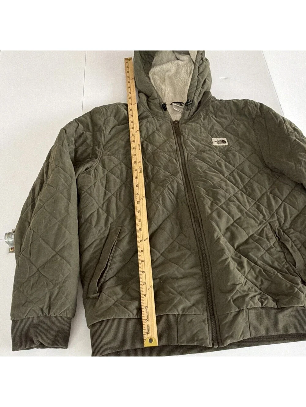 The North Face Men’s Green Solid Quilted Hooded Full Zip Jacket Size XL